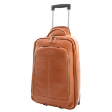 Divergent Retail Genuine Leather Cabin Suitcase Wheeled Carry on Bag Travel Trolley Rolluxe (Tan)
