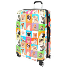 Four Wheels Hard Shell Suitcase Printed Expandable Luggage Dogs and Cats Print Check in Large Size