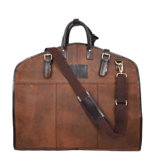 Genuine Leather Luxury Suit Carrier Slimline Travel Garment Dress Bag HLG454 Vintage Brown