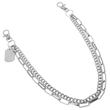 3Stk Jeanskette Metall Doppellagig Hüftkette Stylisch Silber
