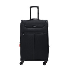 Soft Case Suitcase 4 Wheels Cabin Check in Hand Luggage Trolley Pin Combination Zipped Compartments - Black M