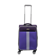 Soft Case Suitcase 4 Wheels Cabin Check in Hand Luggage Trolley Set - Purple S