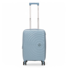 Infinity Leather Expandable Blue Hard Shell Cabin 55 x 37 x 22 cm ABS Suitcase Luggage TSA Lock Suitable for Easyjet, Ryanair