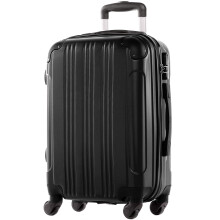 FERG? Luggage Set 3 Piece Hard Shell Travel Trolley QU?BEC Suitcase Set 4 Twin Spinner Wheels Black