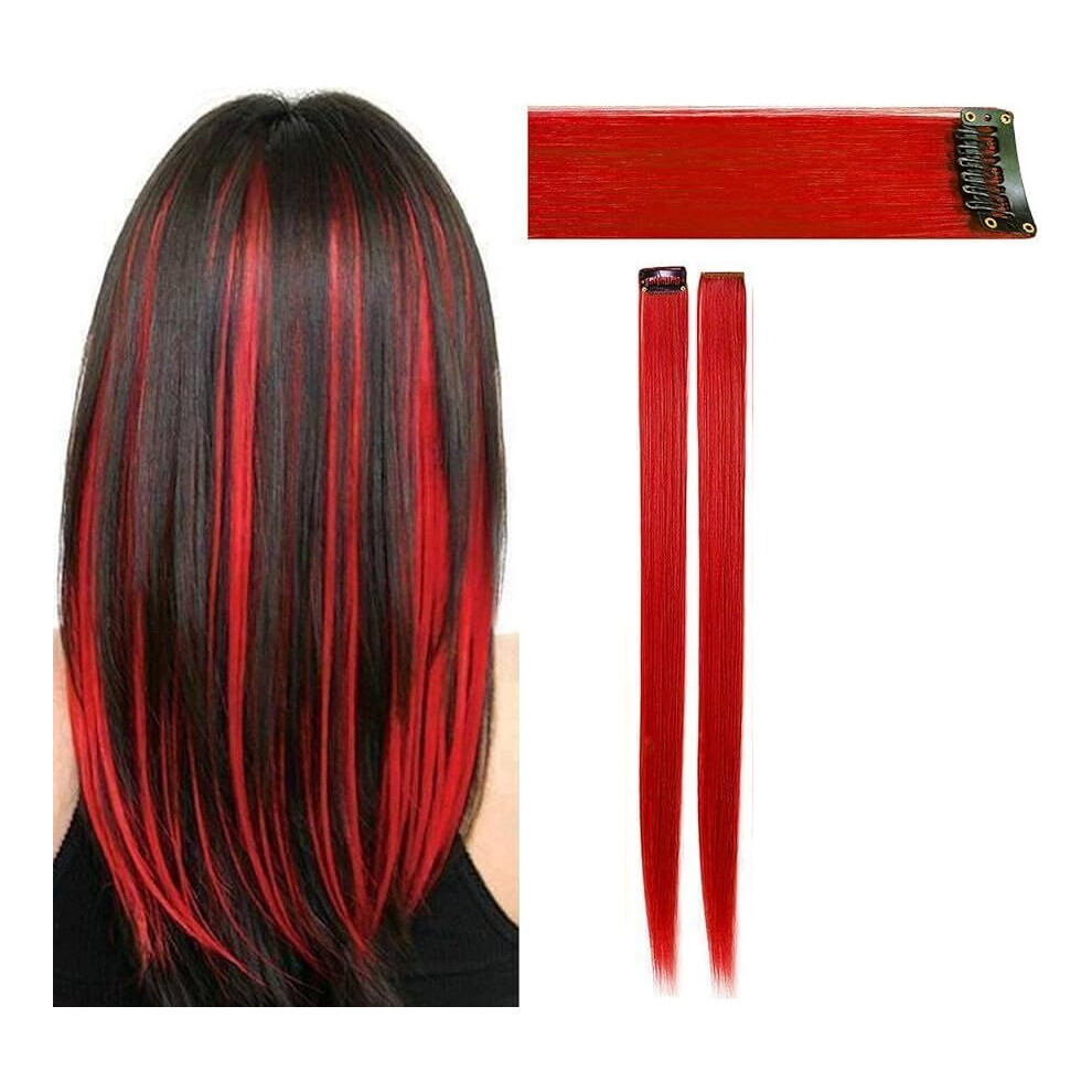 Belle G Clip-In Hair Extension Highlights Streaks X 2 (Red)