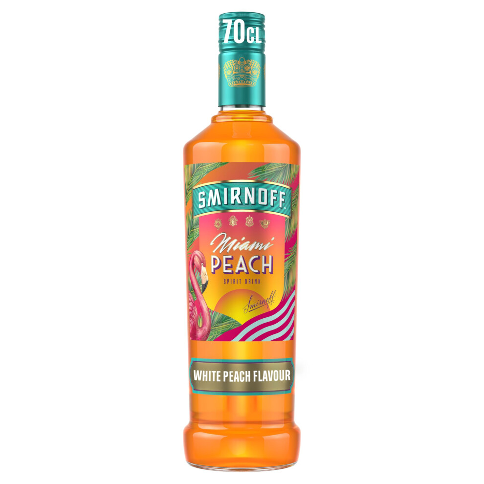 Smirnoff Miami Peach | 35% Vol | 70Cl | Juicy Peach & Citrus Flavours | Coral-Coloured | Perfect For Brunches & Bbqs