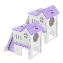 8Sets Lavender Hamster House Hideouts PVC Small Pet Shelter Villas