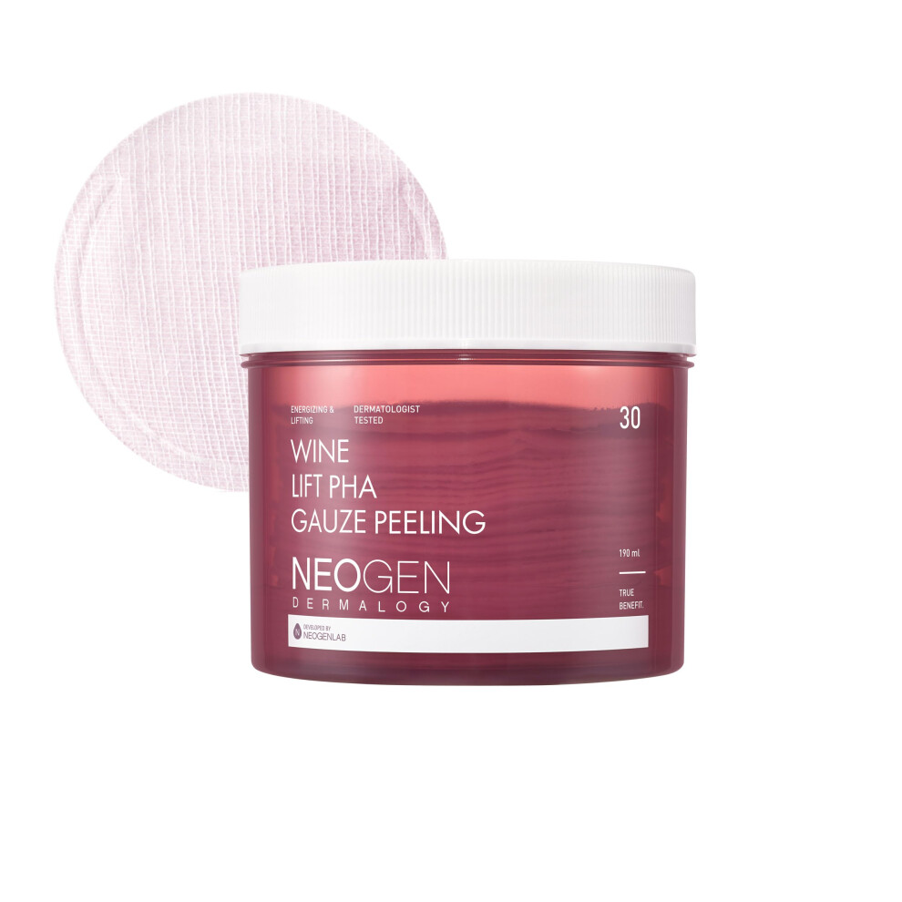 Dermalogy By Neogenlab Wine Lift Pha Gauze Peeling Pads (30 Pads) ? Exfoliating And Firming Facial Pads With Aha, Bha, Pha, Lha, Wine Extract,