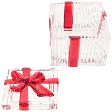 2Pièces Boîte Verre Rouge Décorée Pour Organisation Bijoux Douceurs
