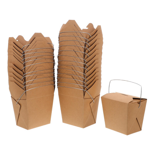 100Pcs Coffee Paper Chinese Food Containers with Wire Handle 1