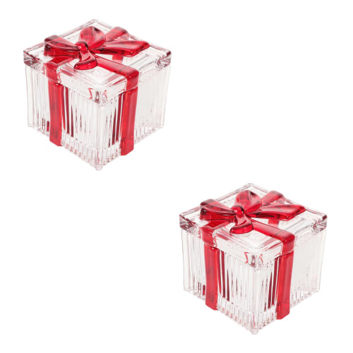 2Pièces Boîte Verre Rouge Décorée Pour Organisation Bijoux Douceurs 1