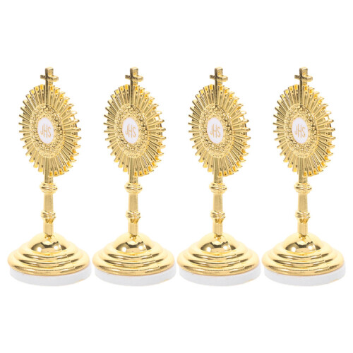 16 Pcs Standing Table Cross Mini Metal Catholic Crucifix With Base