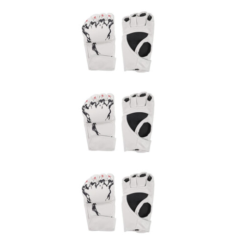 3Paires Kickboxing Boxe De Combat PU Blancs Confortables 2