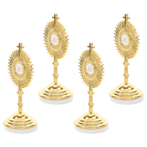 16 Pcs Standing Table Cross Mini Metal Catholic Crucifix With Base 2