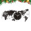 3Pcs Black Wall Clock Creative World Map for Bedroom Office 7