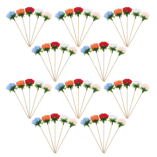 150Pièces Brochettes Décoratives Rose Artificielle