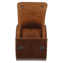 2Pcs PU Brown Watch Organizer Single Watch Case Travel Storage Holder