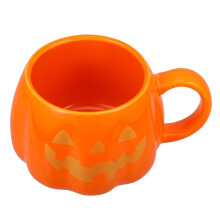 3Pcs Golden Halloween Ceramic Mugs Pumpkin Shape Coffee Cups