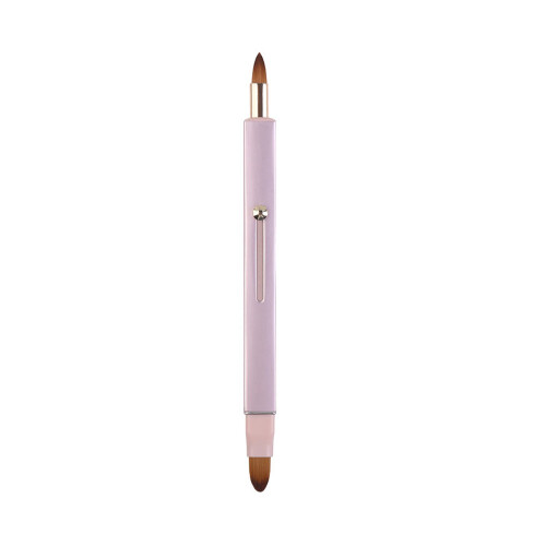 2Pcs Practical Cosmetic Brush Pink Double-Headed Lip and Eye Brush