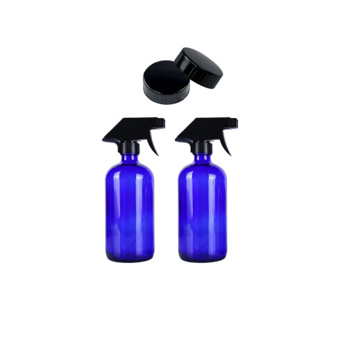 2Sets Portable Blue Glass Spray Bottles Refillable Fine Mist Sprayers
