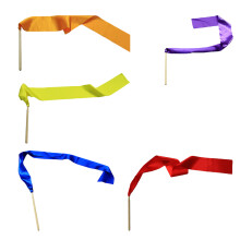 14Pcs Assorted Color Dancing Gymnastics Ribbons for Kids Bamboo Wands
