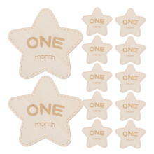 48Pcs Star Wooden Baby Monthly Photo Markers Beige Double Sided Decor