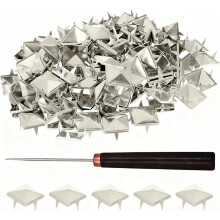 Studs for Clothing, 10 mm Silver Pyramid Studs for Clothing, Four-Jaw Square Metal Studs for Clothing, Crafts, DIY
