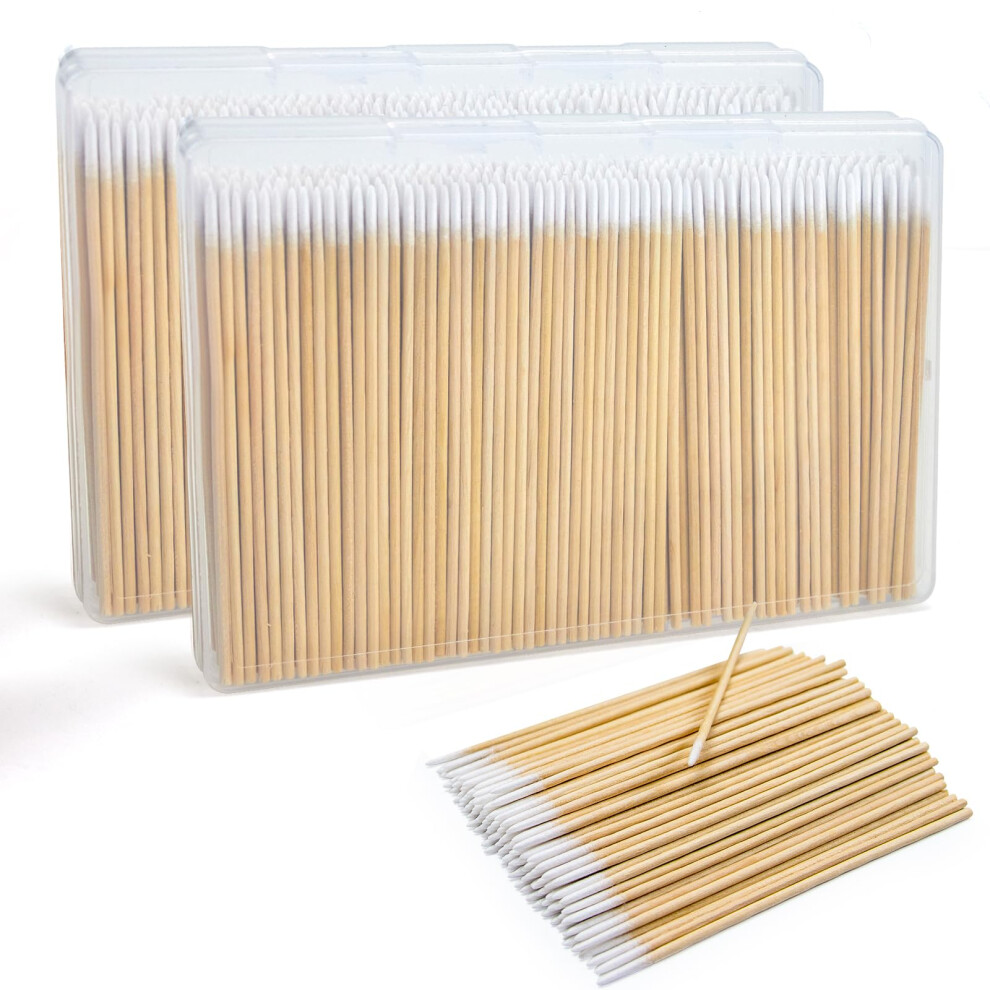 Babonie 800Pcs Pointed Cotton Swabs With Storage Case - Precision Microblading Cotton Swab 4 Inch - Micro Swabs Sticks For Nail Supplies Makeup Tattoo Permane