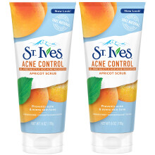 St. Ives Acne Control Face Scrub Abrikoos, Poriën Minimaliseren, Voorkom Acne, 100% Natuurlijke Scrubs, 6 oz, Twin Pack