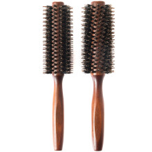 Rundbürsten-Set aus Wildschweinborsten mit Nylon-Pins, Holzgriff für Glätten, Locken, Volumen und Entwirren (2 in 1)