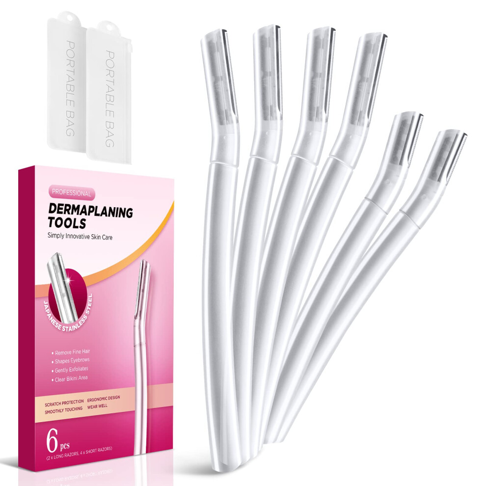 Sinahet Peach Dermaplane Razor For Women Face, (6 Count) Professional Dermaplaning Tool For Fuzz, Facial And Eyebrow Hair Removal, Gentle Skin Exfoli