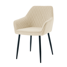 (BEIGE, 1pcs) 1/2/4 Velvet/Suede/Faux leather Padded Dining Chairs Sturdy Metal Legs