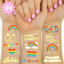 xo, Fetti Bride Pride Bachelorette Tattoo's - 54 Glitter Styles | Mrs & Mrs Bach Party Decor