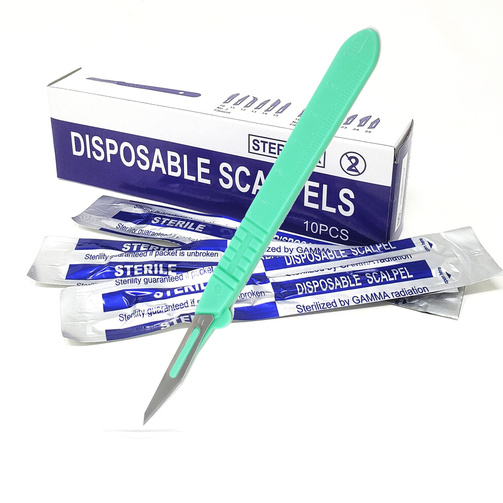 A2z Scilab Disposable Sterile Scalpel #11, Podiatry & Professional Corn Callous Knife, Precision Carbon-Steel Blades With Plastic Handle - Individual Pouches - P