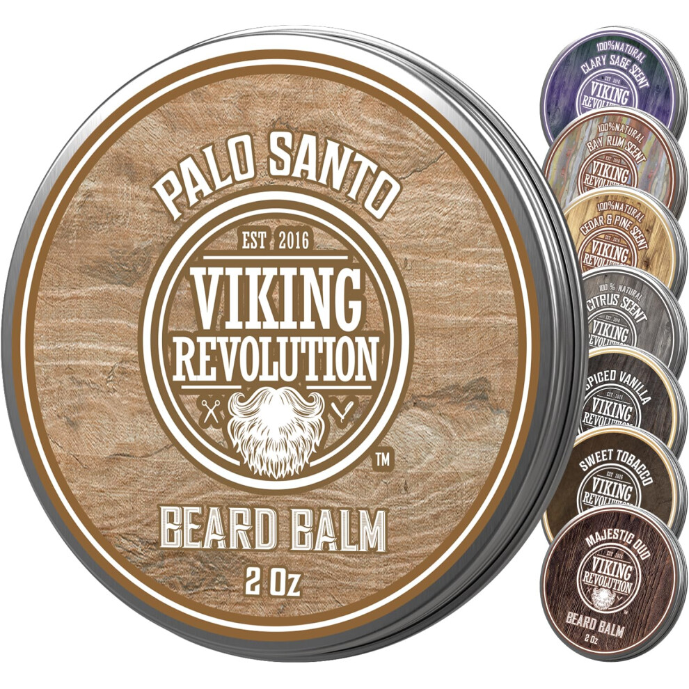 Viking Revolution Palo Santo Beard Balm For Men - Beard Butter For Men With Argan Oil And Jojoba Oil - Beard Softener And Beard Moisturizer For Men Be