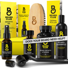Beard Club Kit Avanzato per Crescita Barba - Rullo Derma, Olio, Vitamine, Spray e Shampoo