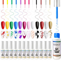 eodci Nagelkunst Gel Liner Set, 12 Farben Schwarz Rot Pink Gel für French Design