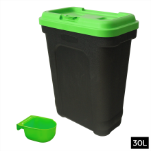KCT Dry Pet Food Biscuit Storage Bin Box Container Tub with Scoop 15 Litre / 7kg- Green