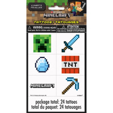 Tatuaggi Multicolore Minecraft (24 Pezzi) - Perfetti per Feste, Eventi Tematici e Celebrazioni di Gioco