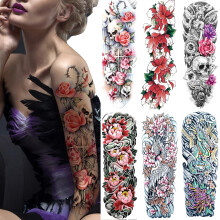 Grote Tijdelijke Tattoo Sticker Volledige Arm Bloemen Tattoo Mouwen, 6-Bladen