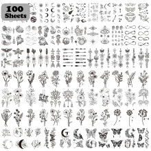 Cerlaza 100 Hojas Tatuajes Temporales para Mujeres Adultas, 420 Estilos Mixtos de Tatuajes Falsos que Lucen Reales y Duran, Henna Realista