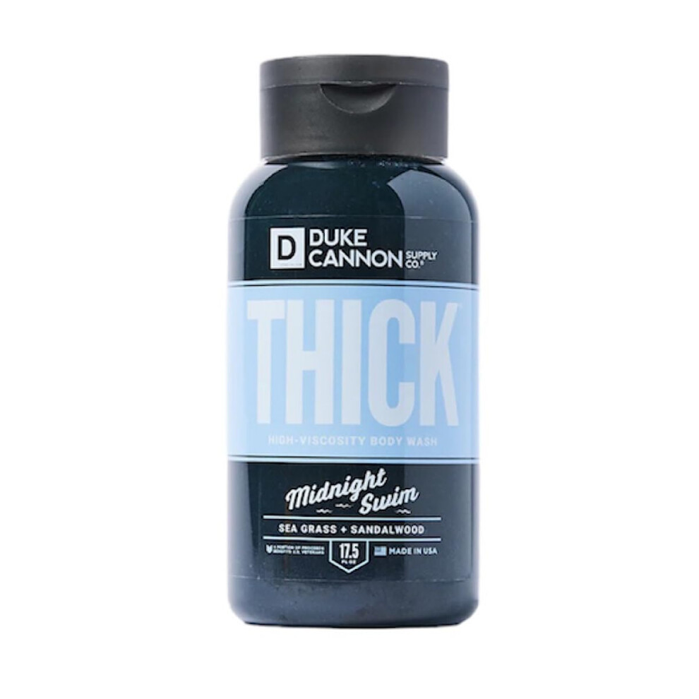 Duke Cannon Supply C Duke Cannon Midnight Swim Body Wash - Thick High Viscosity Men's Body Wash, Exfoliating And Moisturizing Formula, Sea Grass And Sandalwood Scents, 17.