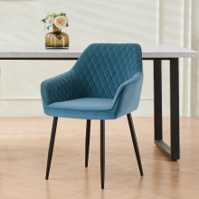 (TEAL) Single Velvet/Suede/Faux leather Padded Dining Chairs Sturdy Metal Legs