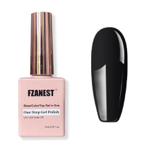 FZANEST One Step Gel Nail Polish Black,Hema Free Gel Polish Top Base Coat 3 in 1,Soak Off LED UV Nail Gel Polish Nail Art Starter Manicure 15ml