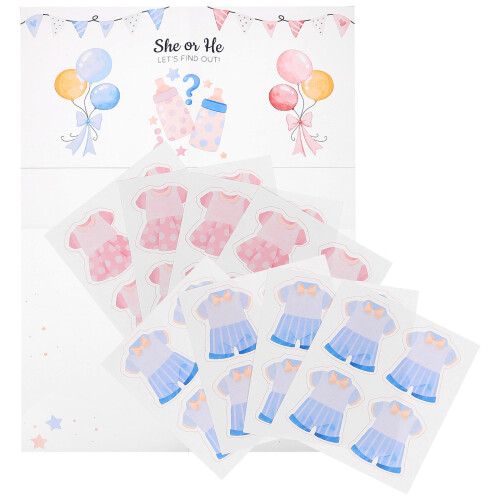 5Sets Baby Shower Dekorationsset, Geschlechtsenthüllung Sticker
