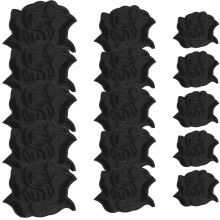 75Pcs Flower Shape Black Embroidery Patches Iron-on for Clothes Repair
