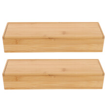 4Pièces Organiseur Bambou Marron Clair Couvercle Pour Cuisine