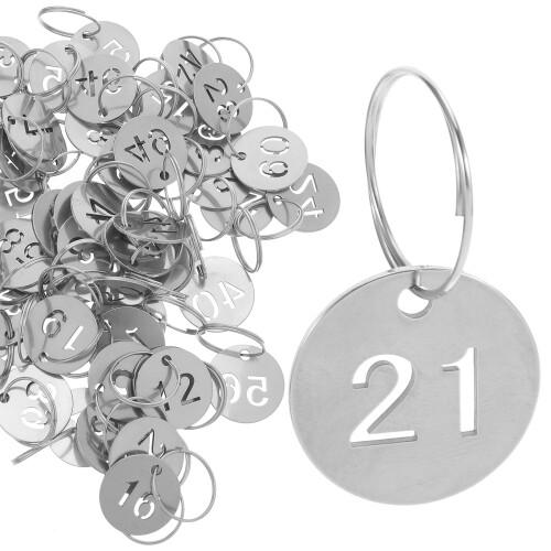 240Pièces Porte-Clés Numérotés Argent Acier Inoxydable Rond Usage DIY 1