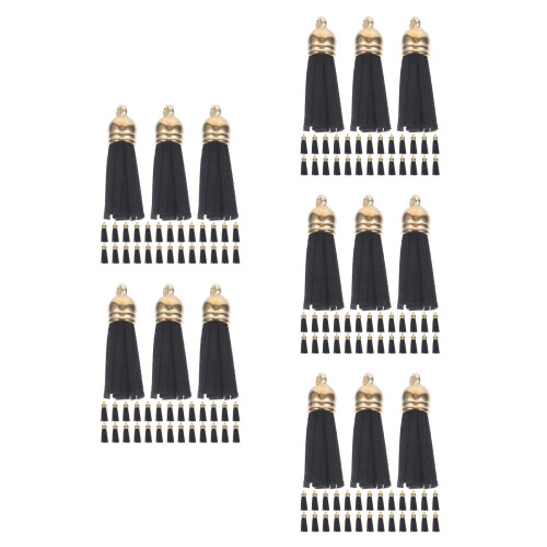 250Pièces Mini Pompons En Cuir Synthétique Noir Pour Clés 2