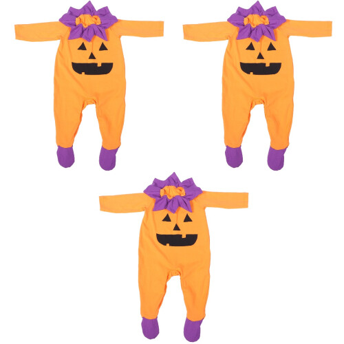3Stk Halloween Langarm Orange Für Baby 2